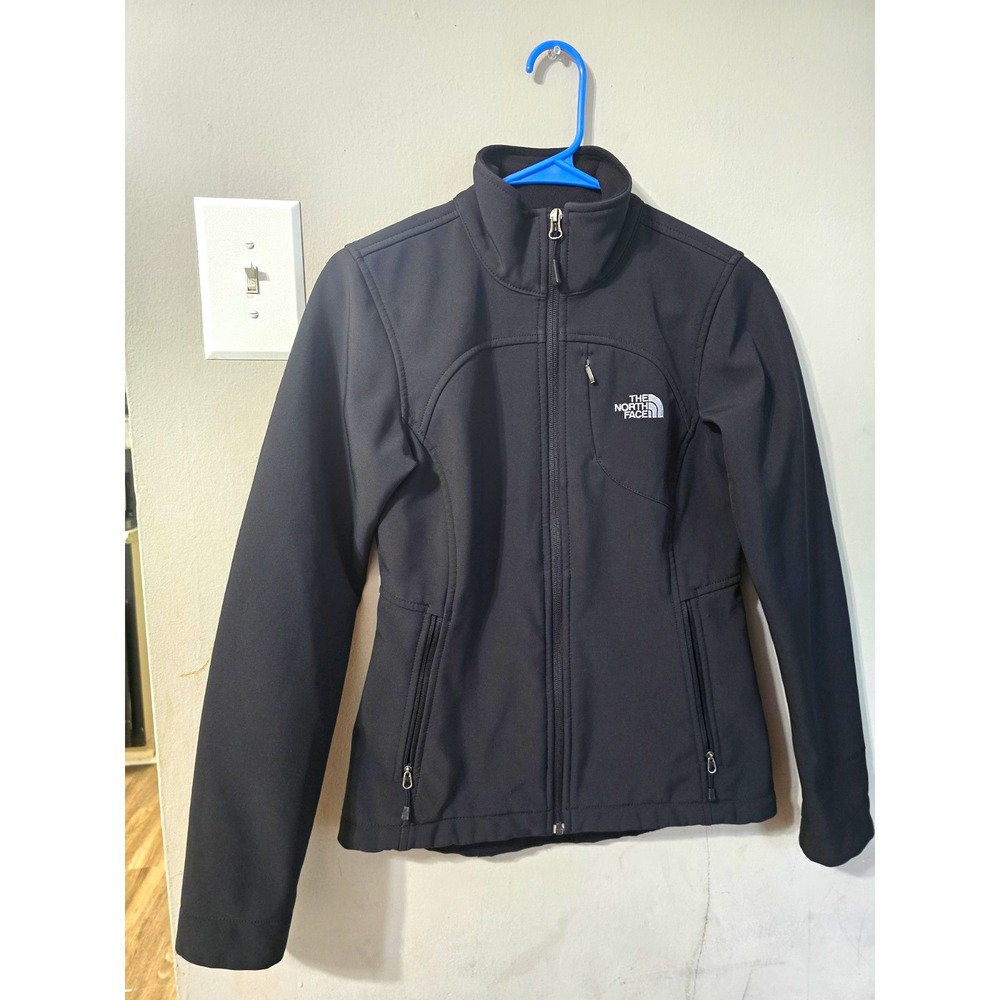 The North Face Apex Womens XS Black Softshell Jacket Full Zip Logo